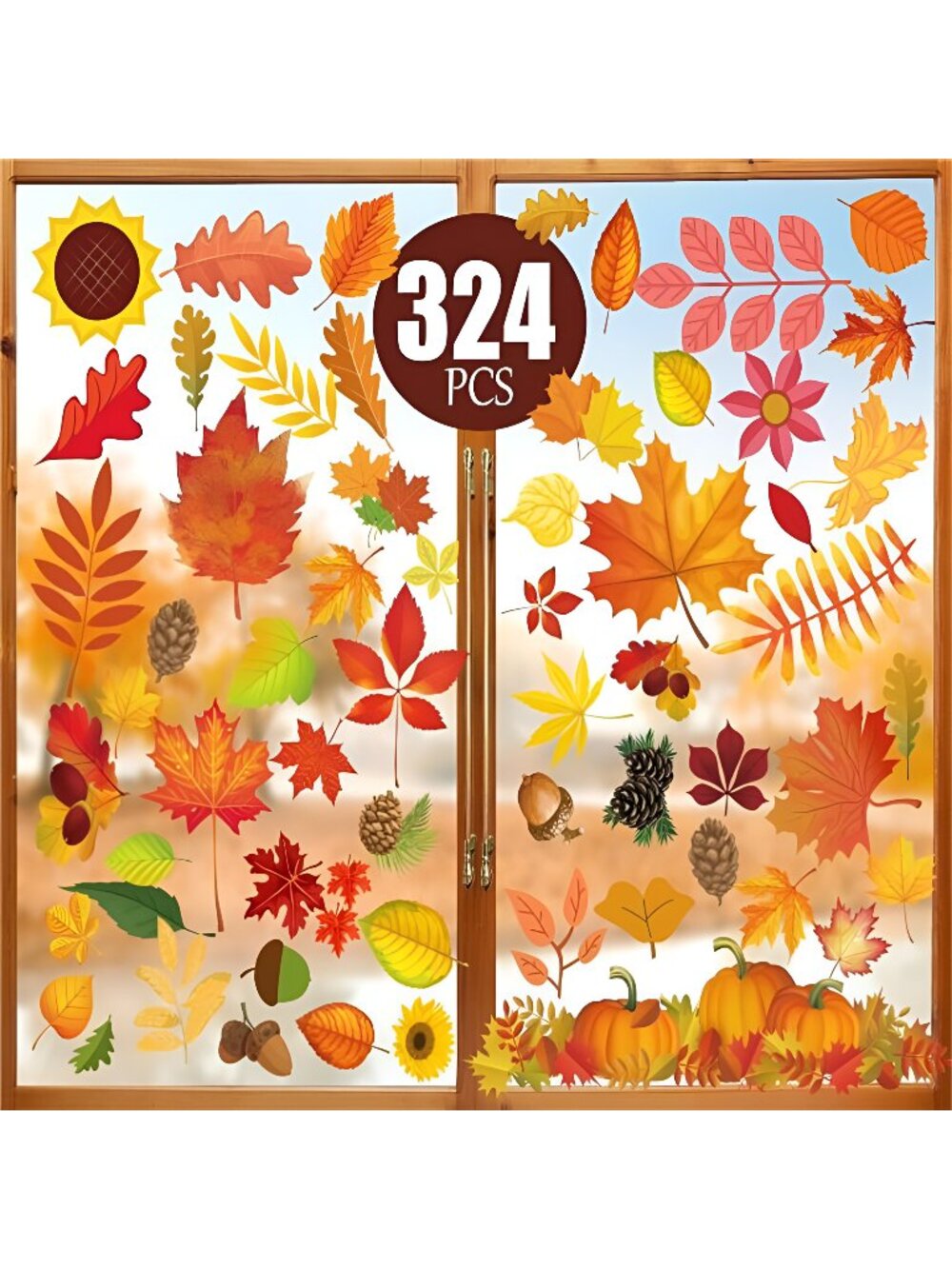 Fall Decorations - Thanksgiving Window Clings for Glass, 324 PCS Window